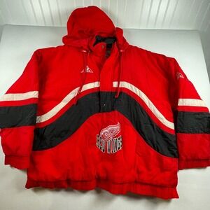 Vintage Detroit Red Wings NHL Apex One Puffer Jacket Red‎ Mens XL 1990s Flaw